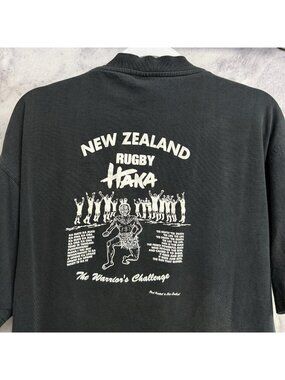 Vintage New Zealand Rugby Haka Warriors Challenge T Shirt Mens XL Black